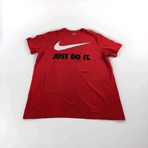 Nike The Nike Tee Red White Black Swoosh Just Do It T-Shirt Men's Size M